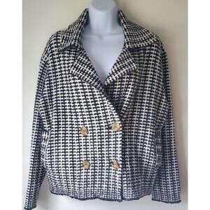 Rachel Zoe Womens Black White Double Breasted Sweater Size Medium Minimalist